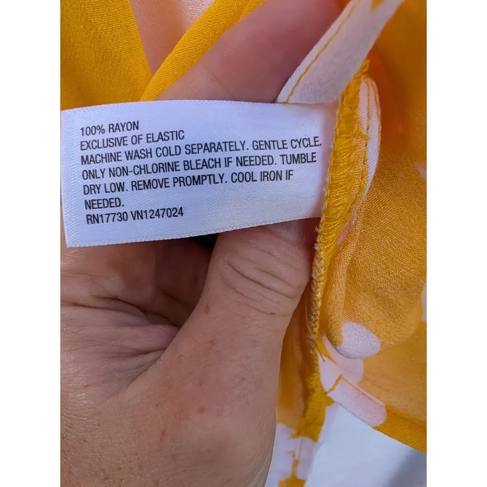 DVF Diane Von Furstenberg Target Smocked Tie Strap Yellow‎ Ginkgo Midi Dress XXS - Picture 6 of 9